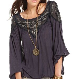 FREE PEOPLE Beaded Studded Blouse